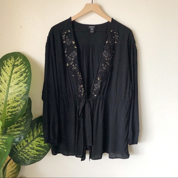 torrid Tops - Torrid | Embroidered Tie Front Blouse